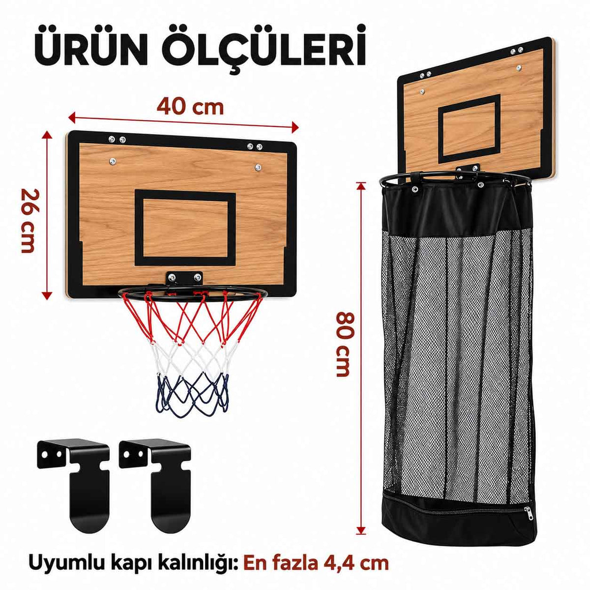 LetsBasket® Basketbol Potası Tasarımlı Kirli Çamaşır Sepeti – Kapıya Asılabilir